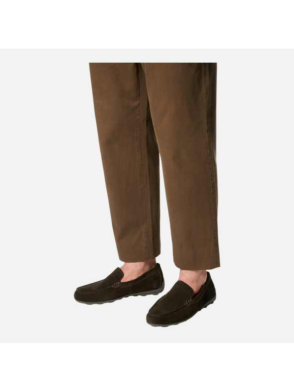 Geox Tmavě hnědé pánské mokasíny Geox Spherica EC16