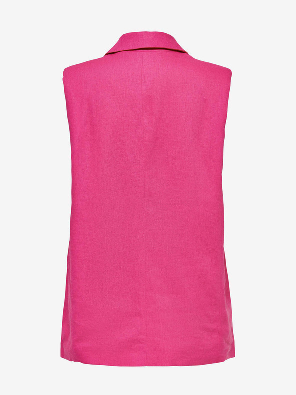 ONLY Tmavě růžová dámská lněná vesta ONLY Caro