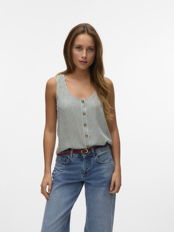 Vero Moda Bílo-zelená dámská pruhovaná halenka Vero Moda Bumpy