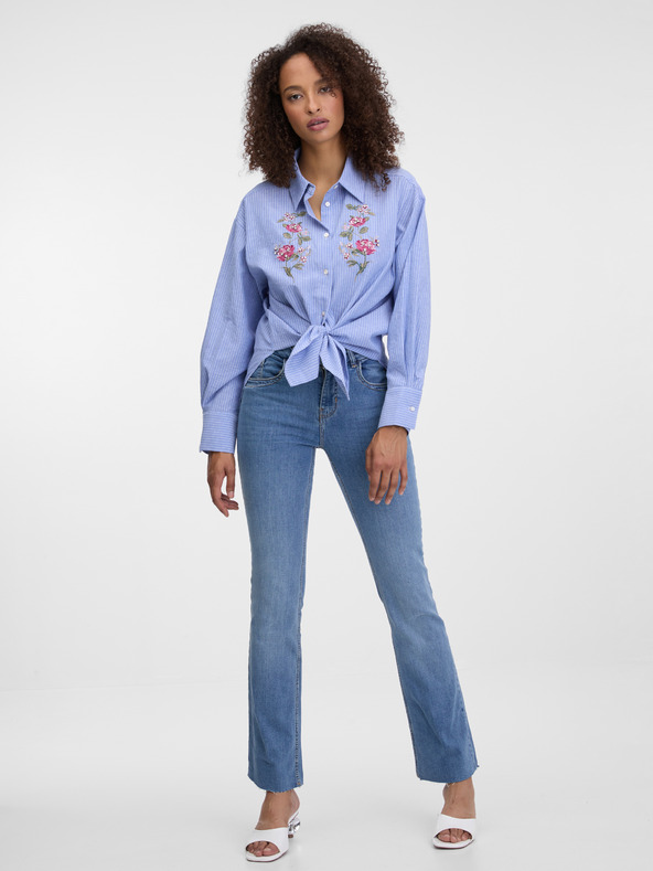 Orsay Světle modrá dámská košile s výšivkou ORSAY