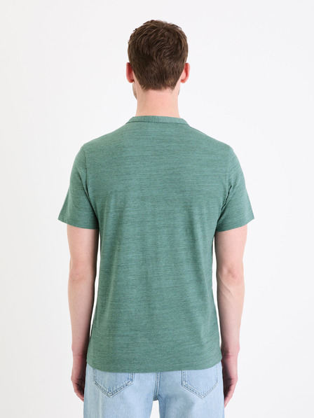Celio Zelené pánské tričko s knoflíky Celio Cegeti
