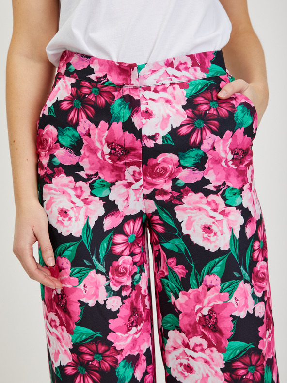 Orsay Růžové dámské květované kalhoty ORSAY