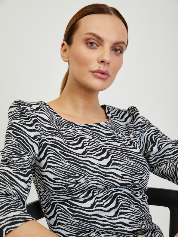 Orsay Bílo-černé dámské vzorované tričko ORSAY