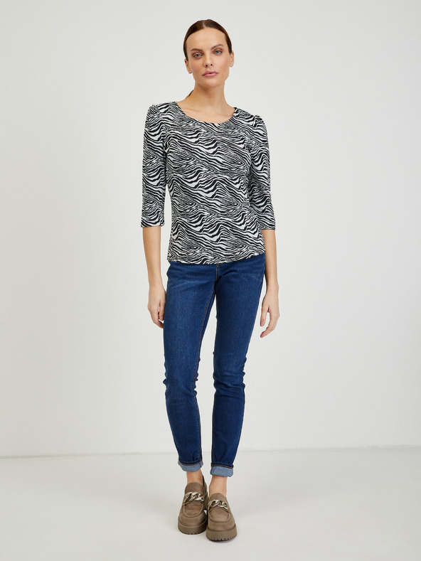 Orsay Bílo-černé dámské vzorované tričko ORSAY