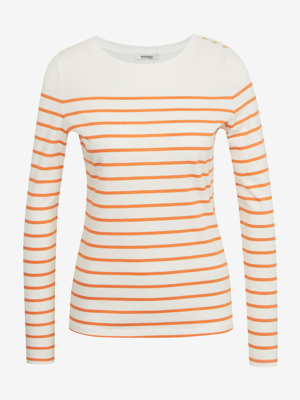 Orsay Oranžovo-bílé dámské pruhované tričko ORSAY