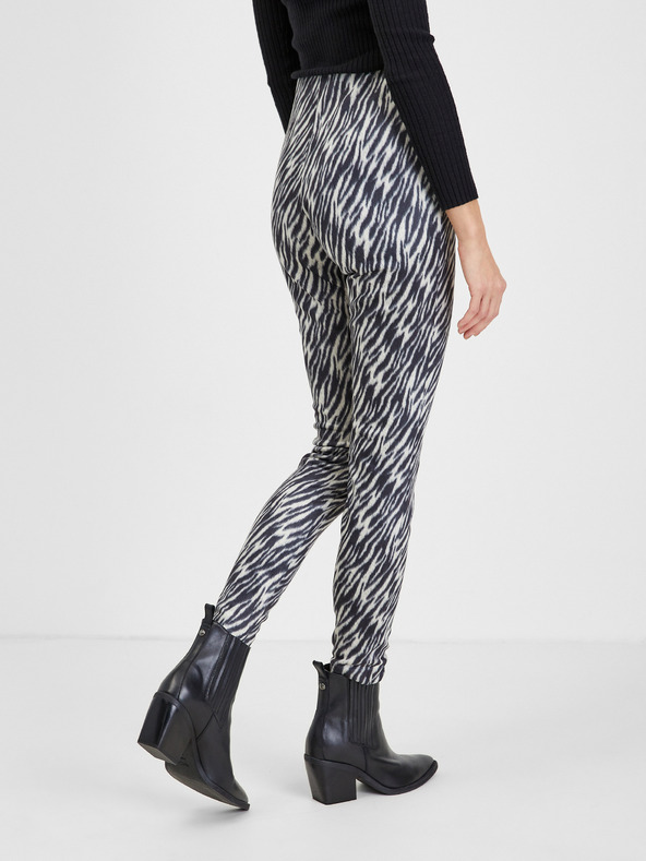 Orsay Bílo-černé dámské vzorované kalhoty v semišové úpravě ORSAY