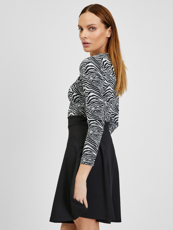 Orsay Bílo-černé dámské vzorované šaty ORSAY