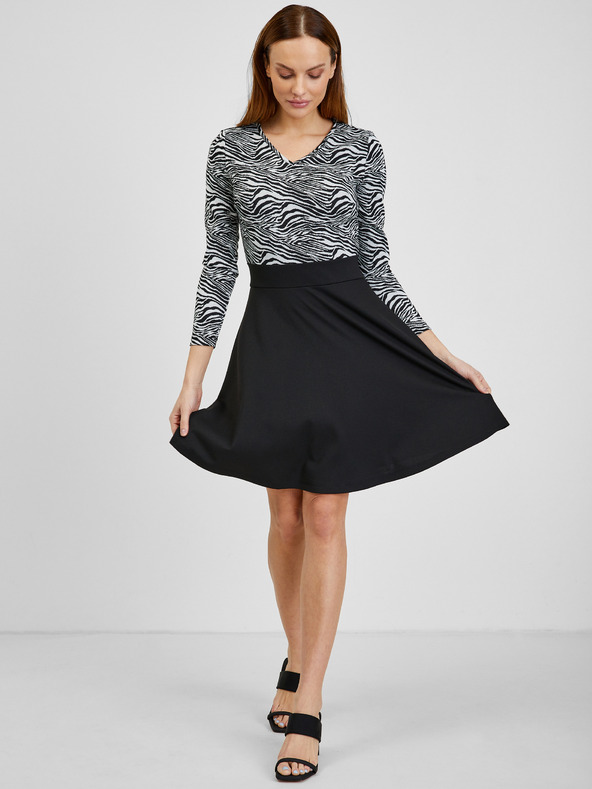 Orsay Bílo-černé dámské vzorované šaty ORSAY