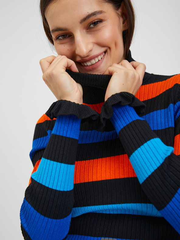 Orsay Oranžovo-modrý dámský pruhovaný svetr ORSAY