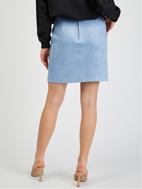 Orsay Světle modrá dámská sukně v semišové úpravě ORSAY