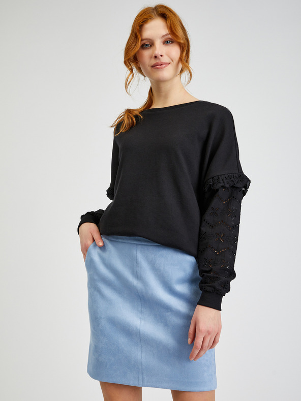 Orsay Světle modrá dámská sukně v semišové úpravě ORSAY