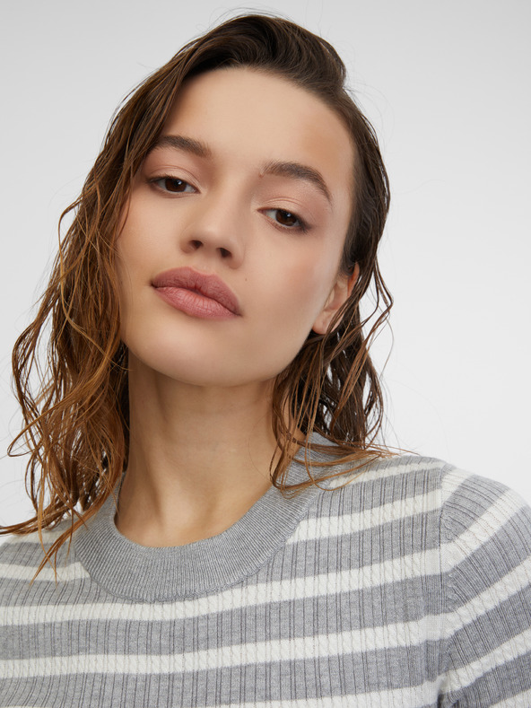 Orsay Světlě šedý dámský pruhovaný úpletový top ORSAY