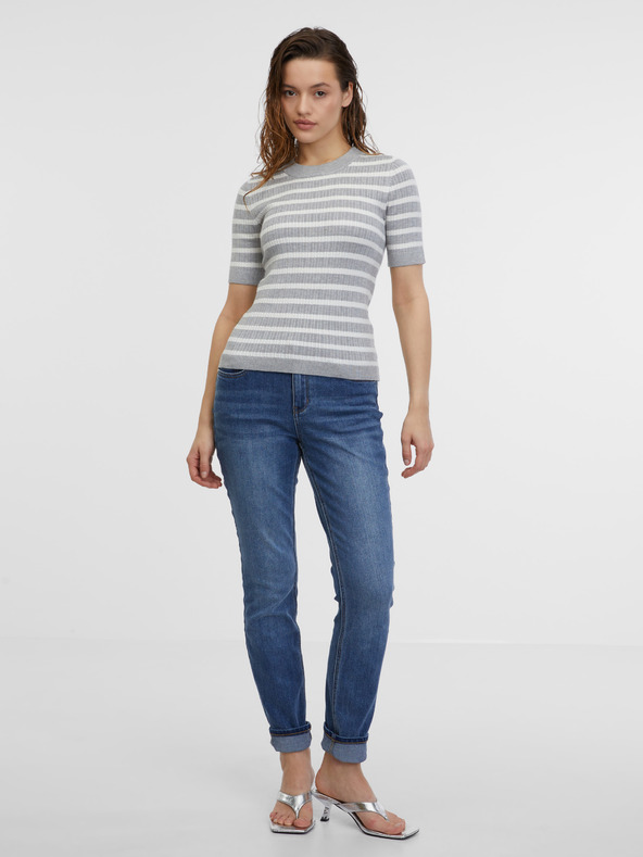 Orsay Světlě šedý dámský pruhovaný úpletový top ORSAY