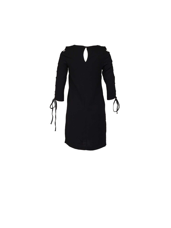 CAMAIEU Černé šaty se šněrováním na rukávech