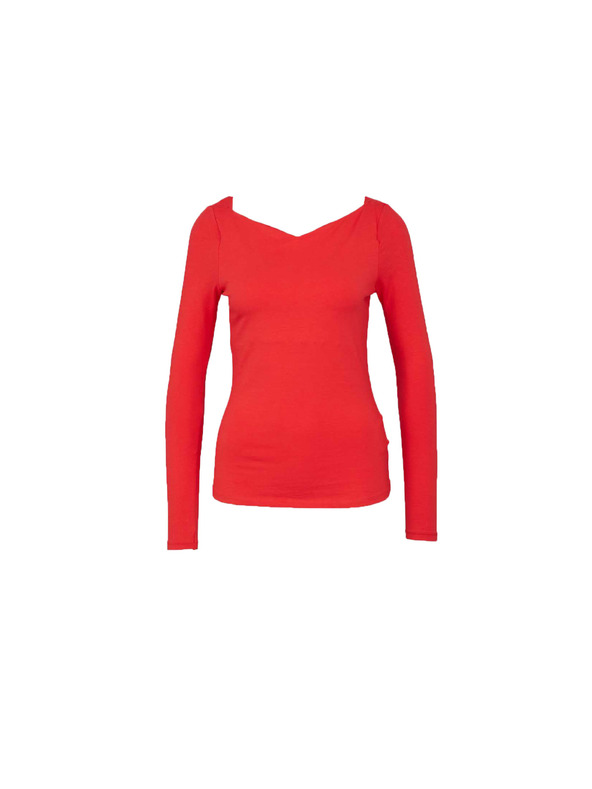 CAMAIEU Červené tričko s dlouhým rukávem CAMAIEU