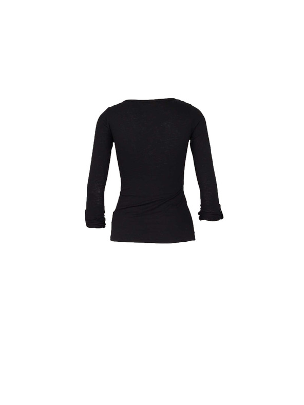 CAMAIEU Černé tričko s knoflíky CAMAIEU