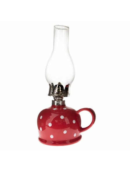 Casa de Engel Keramická petrolejová lampa, červená s puntíky, 0/9