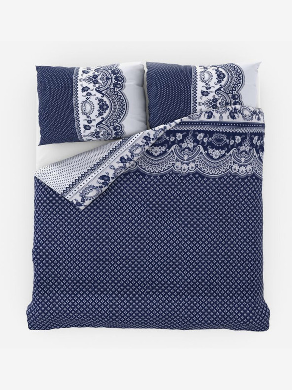 Kvalitex Francouzské bavlněné povlečení Standard Canzone modré 240x220, 70x90cm Kvalitex