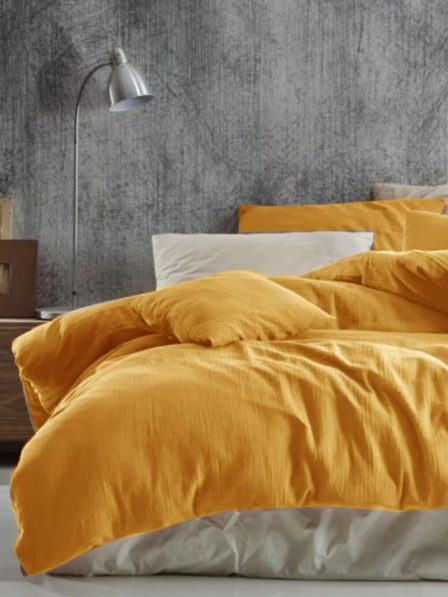 Kvalitex Francouzské mušelínové povlečení 240x220, 70x90cm žluté Kvalitex