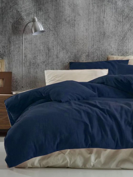 Kvalitex Francouzské mušelínové povlečení 220x200, 70x90cm tmavě modré Kvalitex
