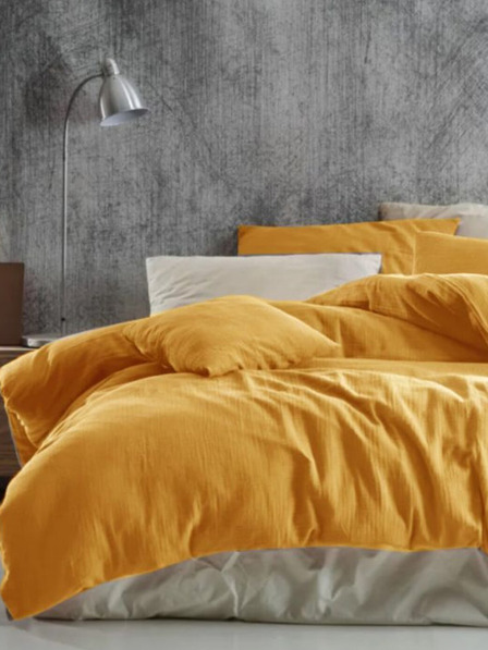 Kvalitex Francouzské mušelínové povlečení 200x200, 70x90cm žluté Kvalitex