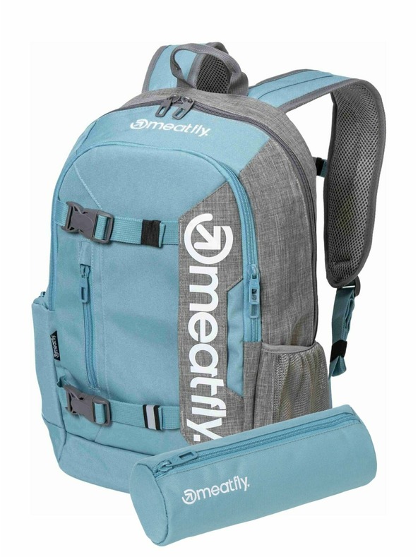 Meatfly Meatfly batoh Basejumper Grey Heather / Aqua 22 L + PENÁL | Šedá | Objem 22 L