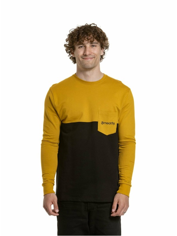 Meatfly Meatfly pánské tričko s dlouhým rukávem Harvey Mustard / Black
