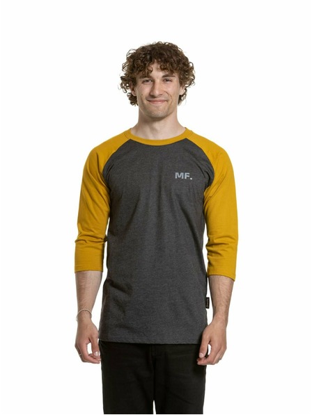 Meatfly Meatfly pánské tričko s dlouhým rukávem Kennedy Raglan Charcoal Heather / Mustard | Šedá