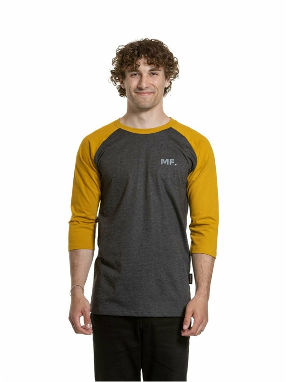 Meatfly Meatfly pánské tričko s dlouhým rukávem Kennedy Raglan Charcoal Heather / Mustard | Šedá