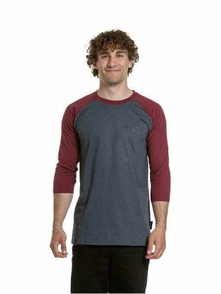 Meatfly Meatfly pánské tričko s dlouhým rukávem Kennedy Raglan Navy Heather / Dark Wine | Červená
