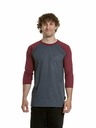 Meatfly Meatfly pánské tričko s dlouhým rukávem Kennedy Raglan Navy Heather / Dark Wine | Červená