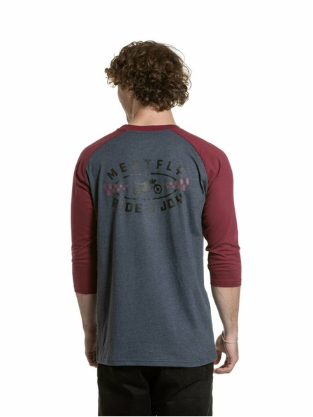 Meatfly Meatfly pánské tričko s dlouhým rukávem Kennedy Raglan Navy Heather / Dark Wine | Červená