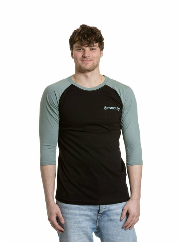 Meatfly Meatfly pánské tričko s dlouhým rukávem Reagan Raglan Dusty Mint / Black
