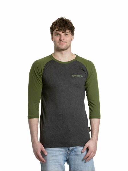 Meatfly Meatfly pánské tričko s dlouhým rukávem Reagan Raglan Olive / Charcoal Heather | Šedá