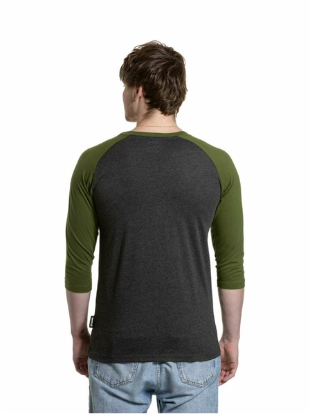 Meatfly Meatfly pánské tričko s dlouhým rukávem Reagan Raglan Olive / Charcoal Heather | Šedá
