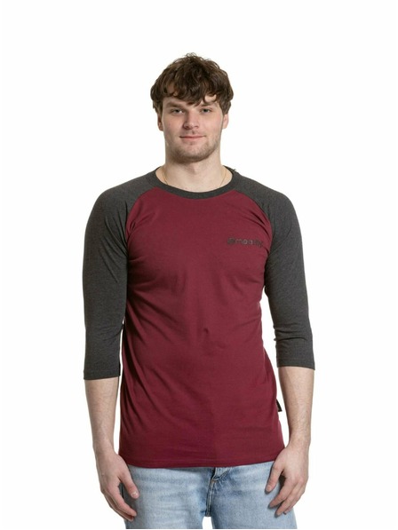 Meatfly Meatfly pánské tričko s dlouhým rukávem Reagan Raglan Dark Wine / Charcoal Heather | Šedá