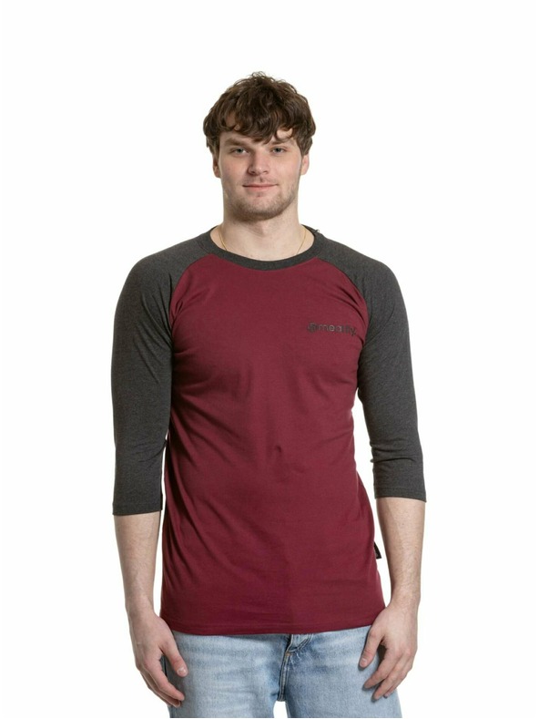 Meatfly Meatfly pánské tričko s dlouhým rukávem Reagan Raglan Dark Wine / Charcoal Heather | Šedá