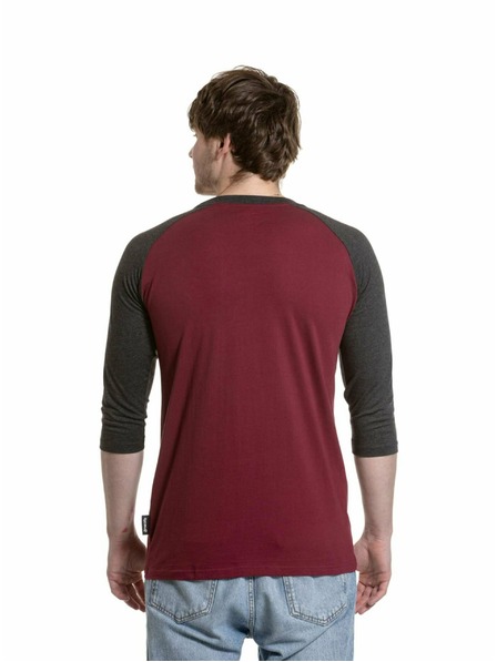 Meatfly Meatfly pánské tričko s dlouhým rukávem Reagan Raglan Dark Wine / Charcoal Heather | Šedá