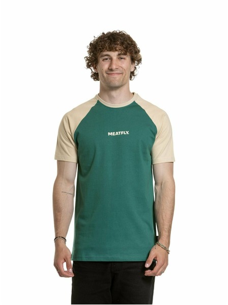 Meatfly Meatfly pánské tričko Ozzy Raglan Forest Green / Sand