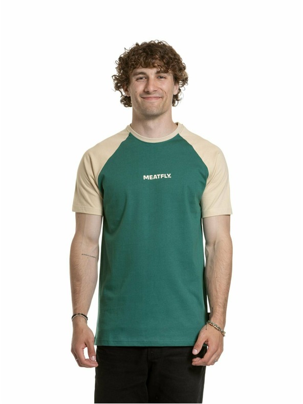 Meatfly Meatfly pánské tričko Ozzy Raglan Forest Green / Sand