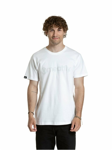 Meatfly Meatfly pánské tričko Striped Logo White | Bílá