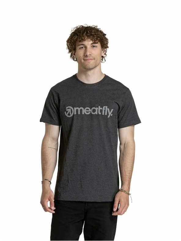 Meatfly Meatfly pánské tričko Striped Logo Mystic Grey | Šedá