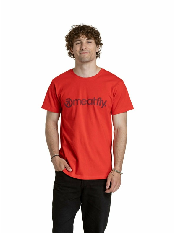 Meatfly Meatfly pánské tričko Striped Logo Bright Red | Červená