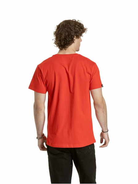 Meatfly Meatfly pánské tričko Striped Logo Bright Red | Červená