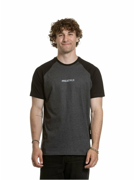 Meatfly Meatfly pánské tričko Ozzy Raglan Charcoal Heather / Black