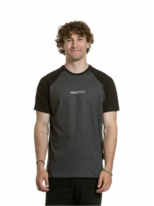 Meatfly Meatfly pánské tričko Ozzy Raglan Charcoal Heather / Black