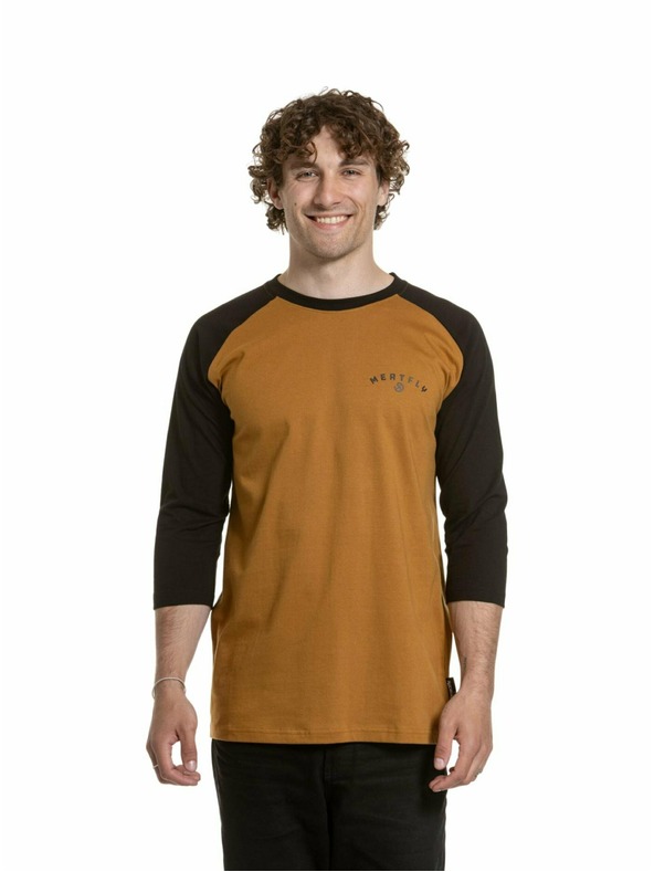 Meatfly Meatfly pánské tričko s dlouhým rukávem Kennedy Raglan Gold Brown / Black