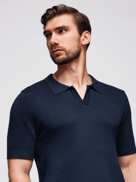 Ombre Clothing Pánská polokošile bez knoflíků - tmavě modrá