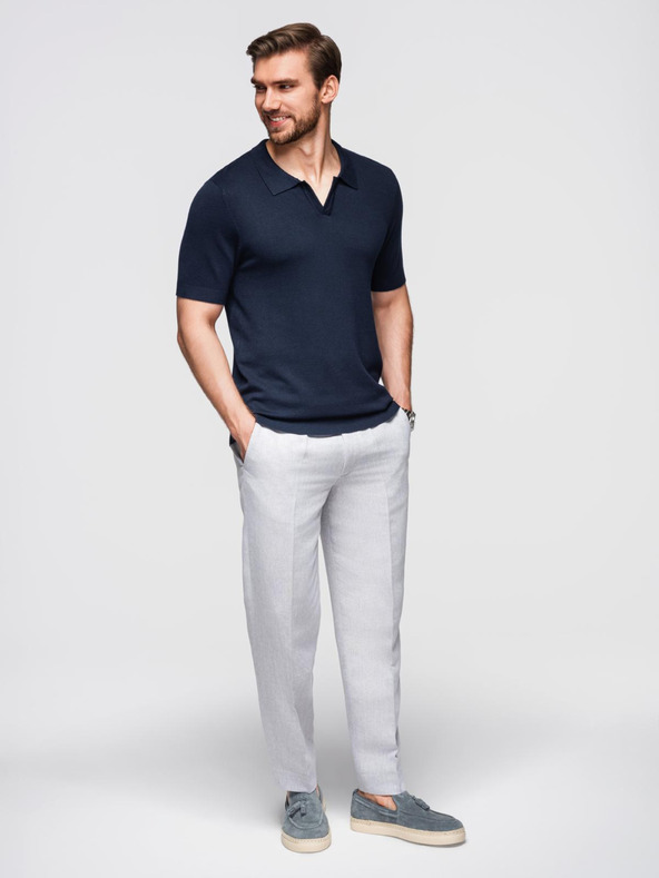 Ombre Clothing Pánská polokošile bez knoflíků - tmavě modrá