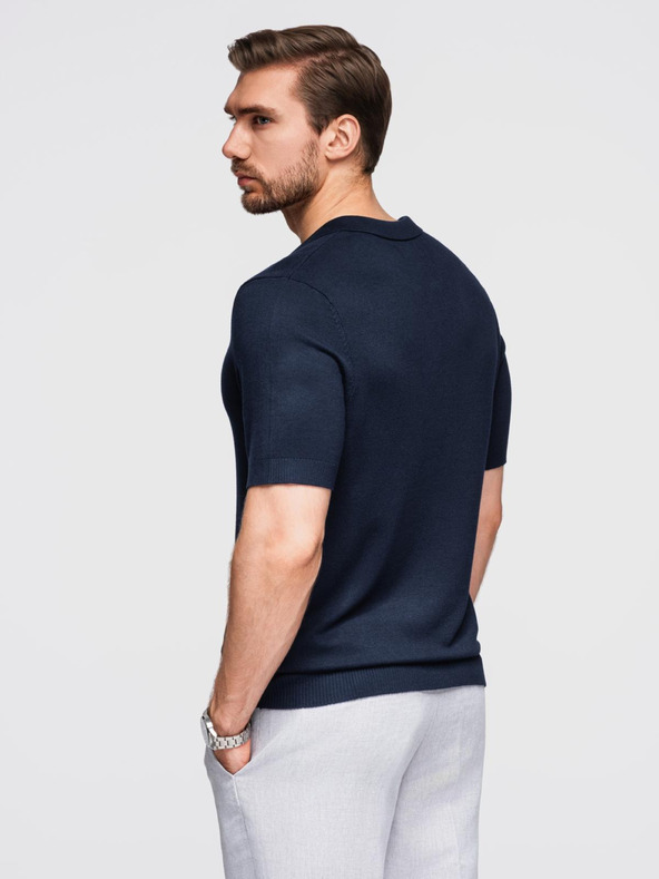 Ombre Clothing Pánská polokošile bez knoflíků - tmavě modrá